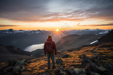 登山的爬山男性图片