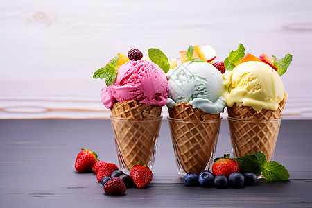 水果冰淇淋甜筒图片