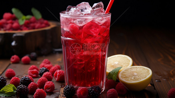 美味的树莓汁图片