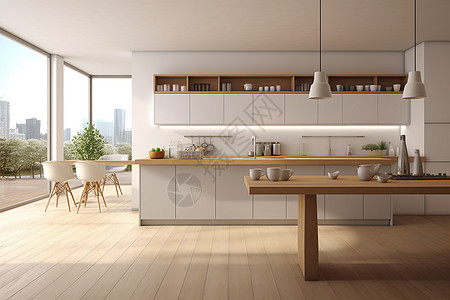 厨房桌子现代化的厨房背景