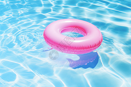 粉色泳圈夏季惬意的户外泳池背景