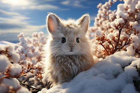 雪堆里的兔子图片