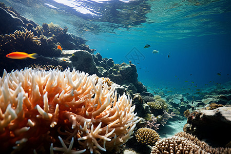 海洋中的珊瑚礁海葵图片
