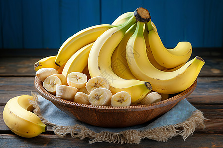 熟透新鲜的香蕉放在然盘子里图片