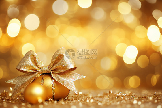 金光闪闪的圣诞装饰球图片