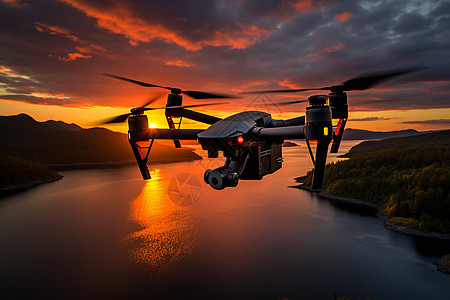 日落时分的无人机图片