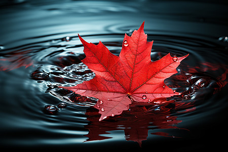 红叶在水中飘舞图片
