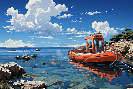 蓝天白云下的生命之舟背景图片
