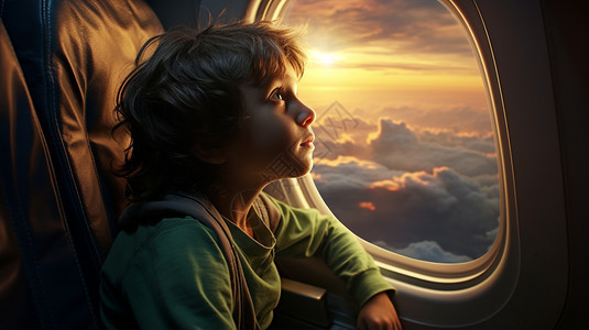 坐飞机的小孩图片