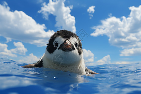 企鹅游泳游泳的企鹅插画