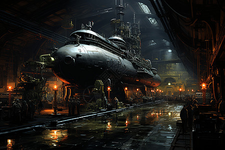 深海潜艇的制造厂图片