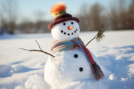 圣诞节快乐冬日户外的雪人背景