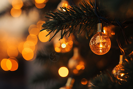 圣诞树上的闪亮灯光图片