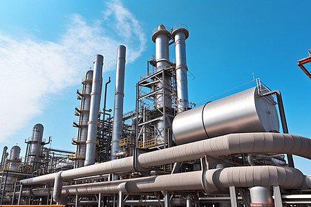 文莱石油石油工厂的管道系统背景