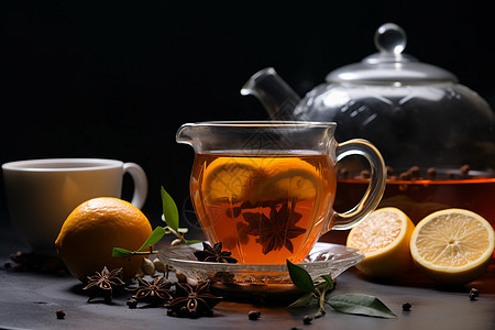 清新的柠檬伴随优雅的红茶图片