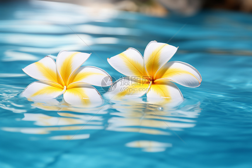 池水漂浮的花图片