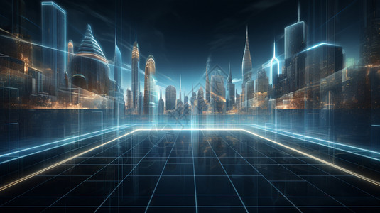 科技发光的城市背景图片