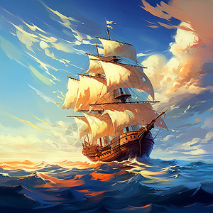 海洋中的帆船背景图片