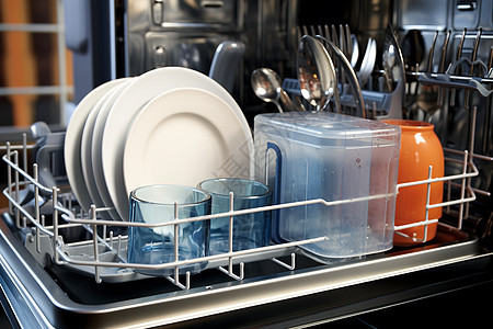 洗碗设备中的餐具图片