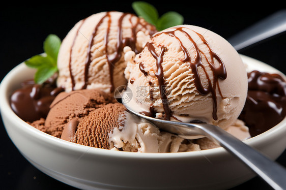 可口的巧克力冰激凌图片