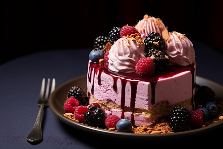 可口的浆果蛋糕图片
