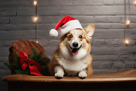 可爱的圣诞狗背景图片