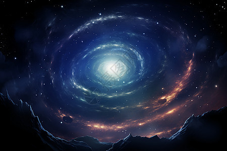 夜晚的螺旋星系图片