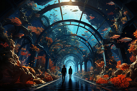 晶莹玻璃海底隧道图片