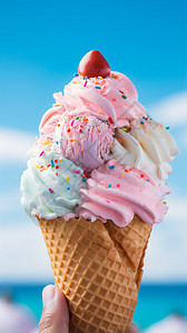 甜筒的美味冰激凌图片