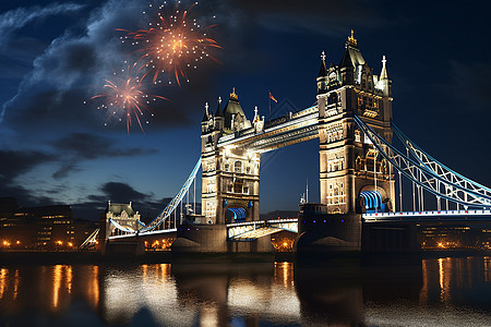 伦敦夜晚的吊桥上图片