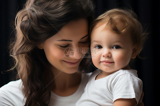 妈妈怀抱着婴儿微笑着图片