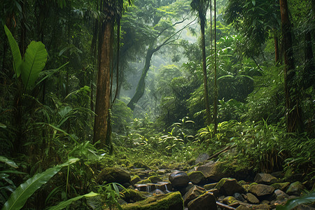 热带叶子雨林奇观背景