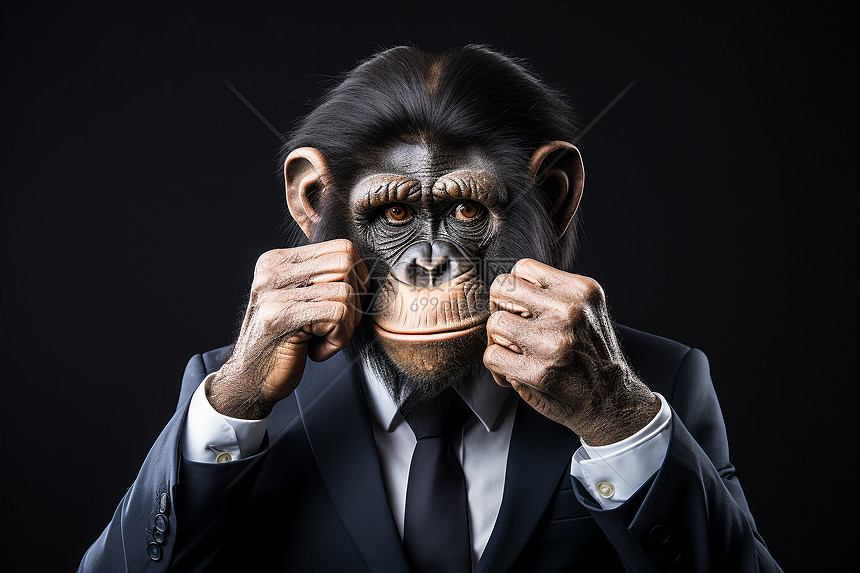 创作艺术的大猩猩商务人士图片