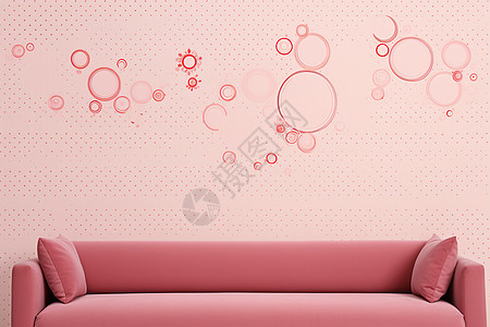 简约粉色浪漫的沙发背景墙图片