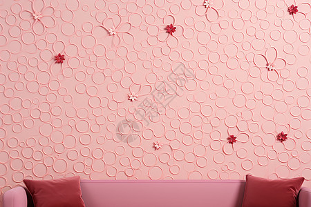 3D简约粉色浪漫背景墙图片