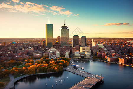 波士顿码头波士顿河岸背景