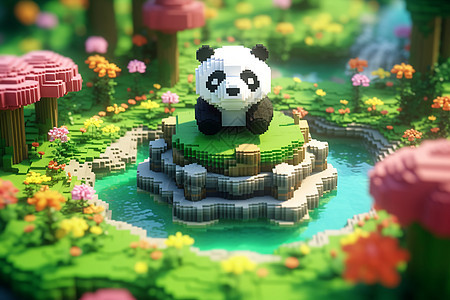 夏日世界中的玩具熊猫背景图片