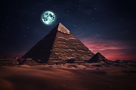 夜晚壮观的埃及金字塔图片