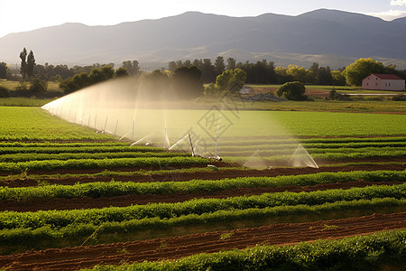 农田里的喷洒灌溉图片