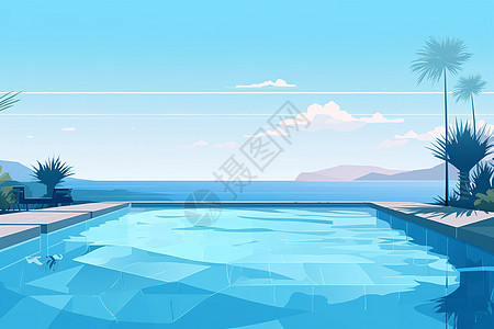 蓝色的游泳池插图背景图片