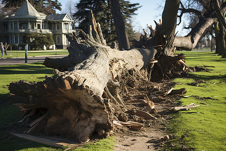 公园中摧毁的大树图片