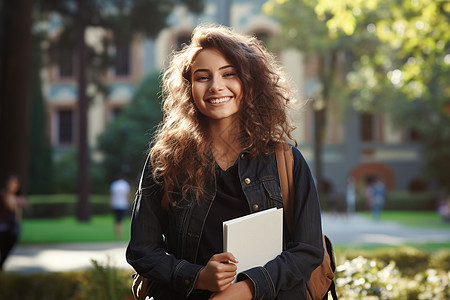 大学女生在校园里图片