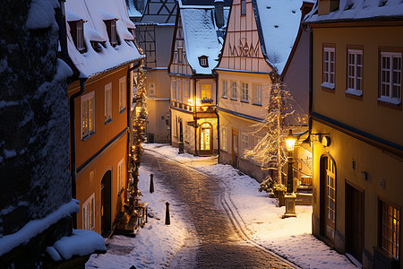 冬季静谧的城镇街道图片