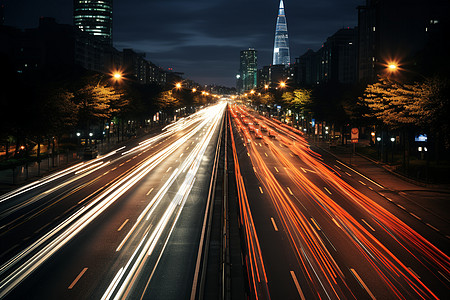 夜幕下的繁华都市背景图片