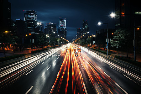 流光溢彩的城市道路图片