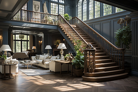 古典奢华的别墅楼梯图片