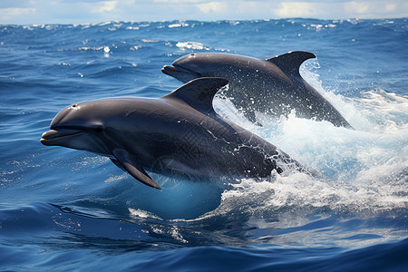 海面上飞翔的海豚图片