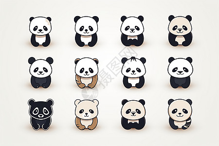 简化的线条熊猫图片