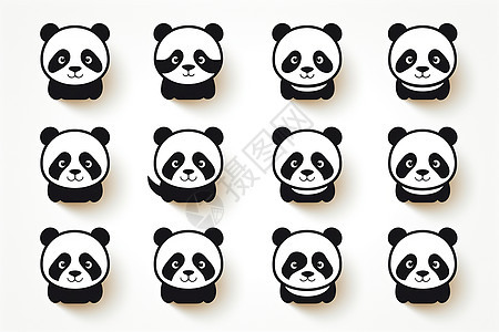 线条感的熊猫图标图片