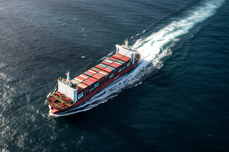 集装箱商业大海中的轮船背景